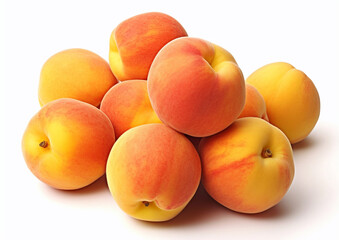 Fresh sweet peaches on white background.Macro.AI Generative