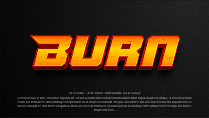 Fototapeta na wymiar Burn 3d style editable text effect