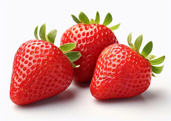 Strawberries sweet fresh berries on white background.Macro.AI Generative.