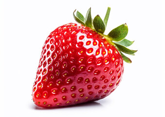 Sweet fresh strawberry on white background.Macro.AI Generative.