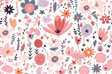 Vector art painting illustration flower pattern. textile, ornamental, ornate, hand drawn, drapery, curl, watercolor, trendy, painting, repeat, fancy, elements, diverse, deco, stain