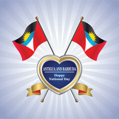 Antigua and Barbuda flag Happy National Day with heart