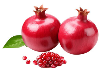 Pomegranate duo Isolated on a Transparent PNG Background. Generative Ai