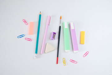 Stationery on a white background.