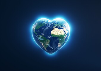 Fototapeta na wymiar Heart shape planet earth,protect your home,save your planet concept on blue background.AI generative