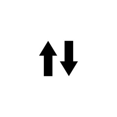 Two Arrows Up and Down, Data Network. Flat Vector Icon illustration. Simple black symbol on white background. Two Arrows Up and Down, Data Network sign design template for web and mobile UI element