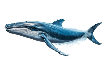 Blue Whale Isolated on a Transparent PNG Background. Generative Ai
