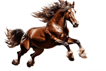 Beautiful Brown Horse Isolated on a Transparent PNG Background, Render. Generative Ai