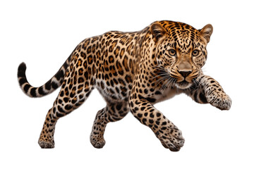 Angry Leopard Portrait Isolated on a Transparent PNG Background, Render. Generative Ai