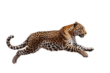 Leopard's Run Portrait Isolated on a Transparent PNG Background, Render. Generative Ai