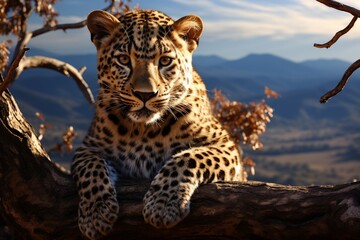 A Leopard in Treetop. Generative Ai