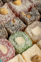 Turkish delight. Various Turkish delight in bulk. close up