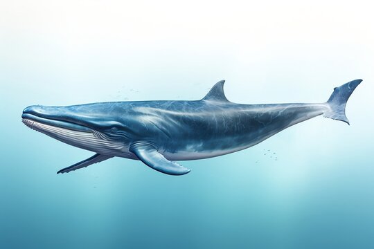 Blue whale in water. Generative Ai