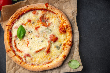 pizza four cheeses slice cheese ready to eat meal food snack on the table copy space food background rustic top view