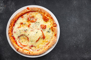 pizza four cheeses slice cheese ready to eat meal food snack on the table copy space food background rustic top view