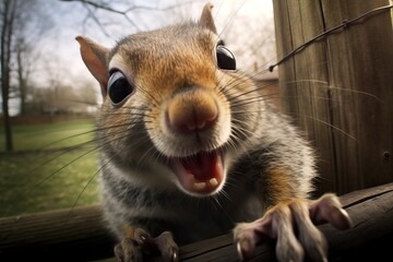 Humorous Concept of a Squirrel Taking a Selfie