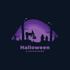 halloween logo design vector illustration