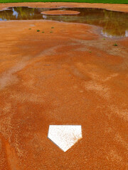 Flooded Baseball Base Ball Diamond Field from Rain or Flooding