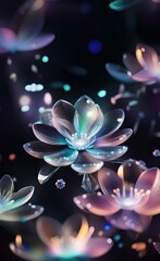 3d glassy flower illustration. Ai generated art.