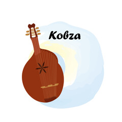 Kobza. Traditional Slavic, Ukrainian musical instrument. Vector illustration