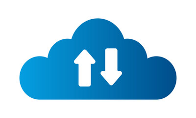blue cloud internet upload download speed icon vector illustration