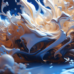 White and dark color tone pure milk splash background illustration with photo quality.