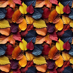 seamless pattern of colorful fallen maple leaves. autumn background.