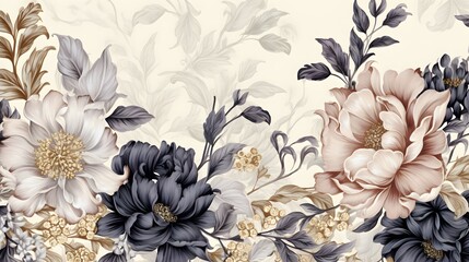 Intricate Floral Design with a Vintage Touch: Exquisite Artistry for Timeless Elegance and Charm
