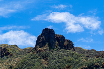 Andes mountains with blue sky and beautiful clouds.