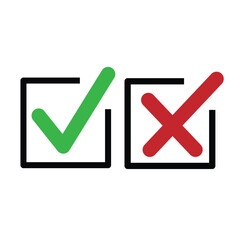Simple Flat Checkbox Icon Illustration Design, Red and Green Check Mark Template Vector