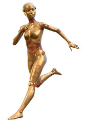 3D Rendering Female Robot on White