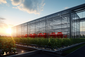 Fototapeta premium Agriculture 4.0. Tomatoes Thriving in a Greenhouse