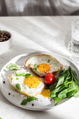 Healthy breakfast with eggs and vegetables