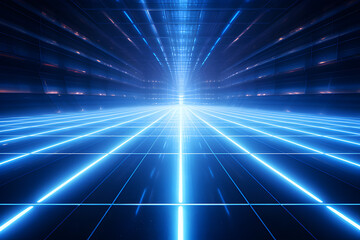 Obraz premium Technology background perspective retro grid.