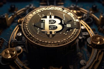 Fototapeta na wymiar bitcoin blockchain & cryptocurrency Generative AI