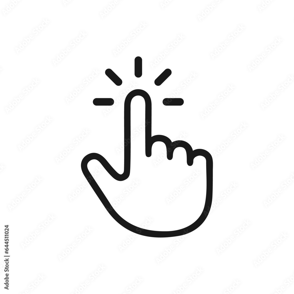Poster hand click linear icon. finger cursor pointer vector. clicking finger icon