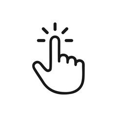 Hand click linear icon. Finger cursor pointer vector. Clicking finger icon