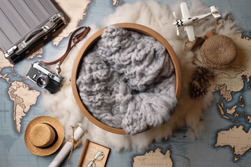 Digital backdrop for newborn, travel
