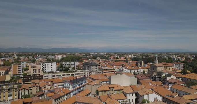 Aerial view of Saronno, a small town in Lombardy region, Varese, Italy.
