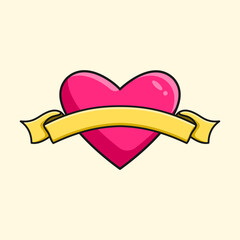 cute ribbon and love cartoon illustration