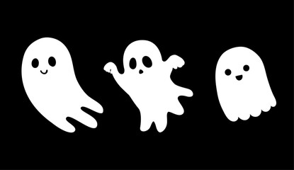 Halloween cute cartoon sheet ghost vector illustrations collection