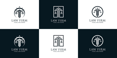 Law logo design collection for business with unique concept Premium Vector