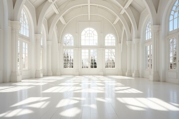 Fototapeta na wymiar Empty luxury scenes, light walls and white floors, light and bright white styles. Generative AI.