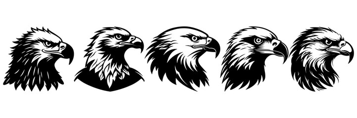 Eagle silhouettes set, large pack of vector silhouette design, isolated white background