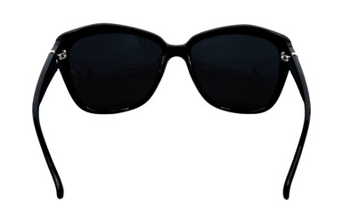 Dark sunglasses on a white background close-up. Eye protection from the sun and rays
