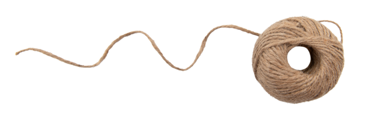 A ball of scourge rope on a white background. Thread isolate