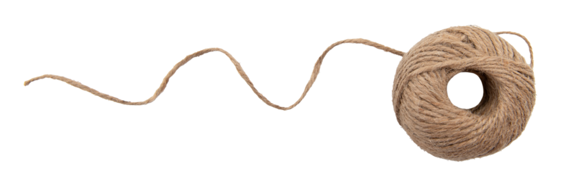 A ball of scourge rope on a white background. Thread isolate