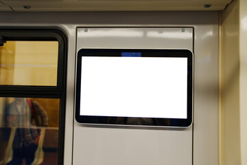 Information screen in the train car. A place for the inscription.