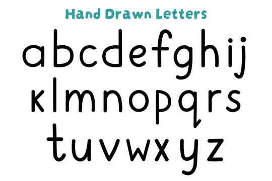 Handwritten lowercase letters set. Hand drawn alphabet for kids. Great for educational prints and worksheets for school and preschool. Vector illustration