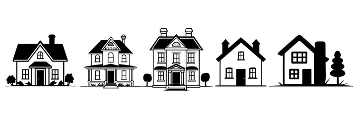 House real estate silhouettes set, large pack of vector silhouette design, isolated white background